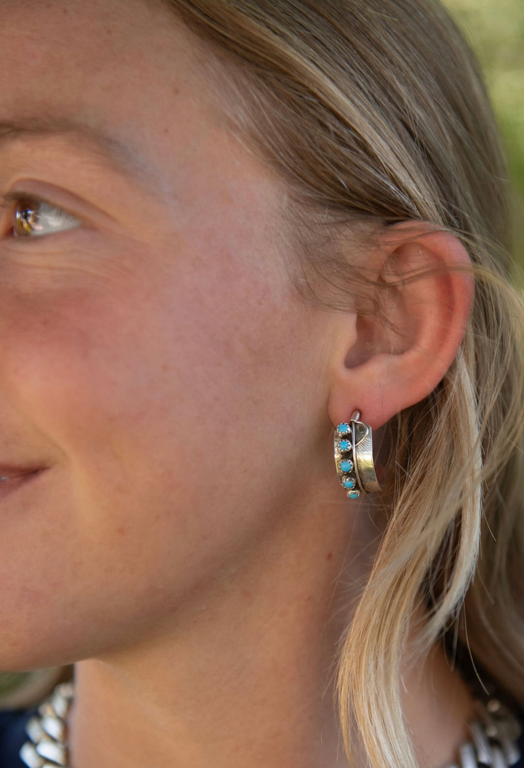 Turquoise Feather Hoops
