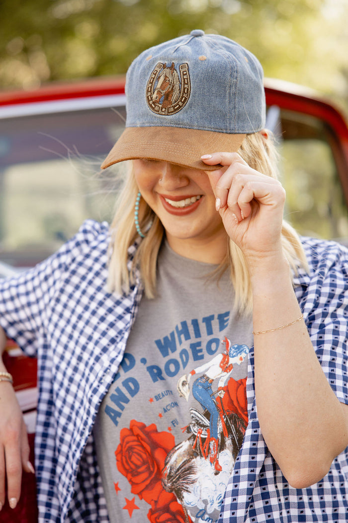 Denim Horseshoe Cap