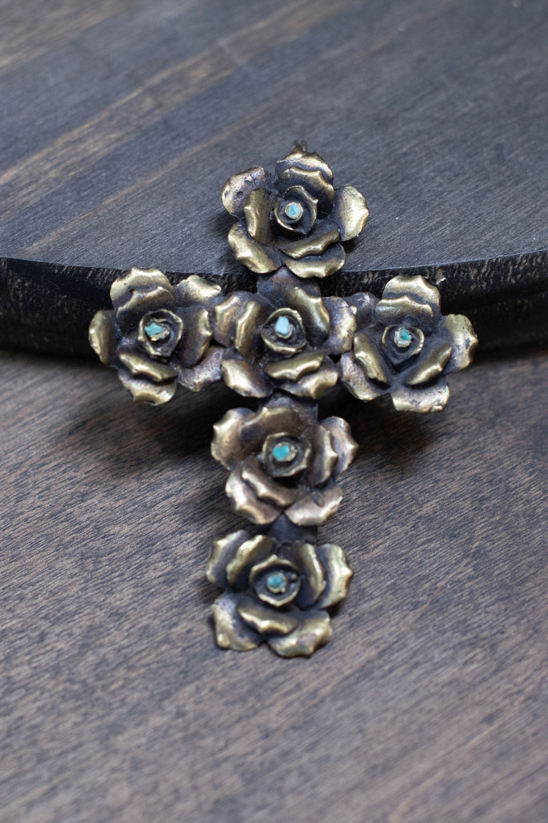 Turquoise Rose Cross Pendant