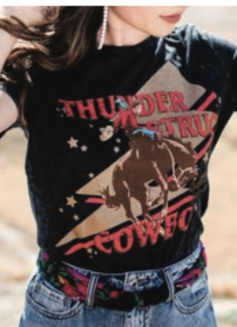 Thunderstruck Cowboy Black Tee