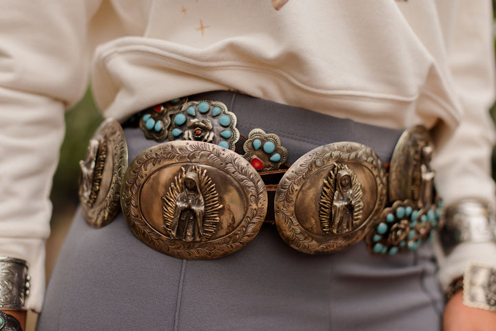 Silver Our Lady Concho Belt