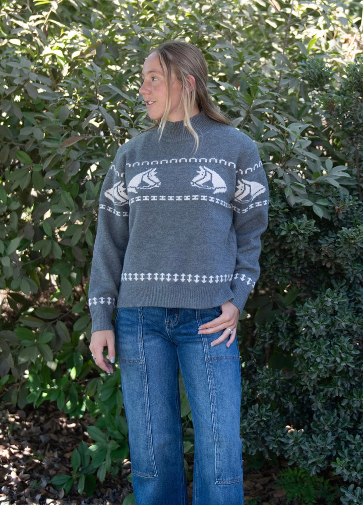 Horse Head Knit Crewneck Sweater