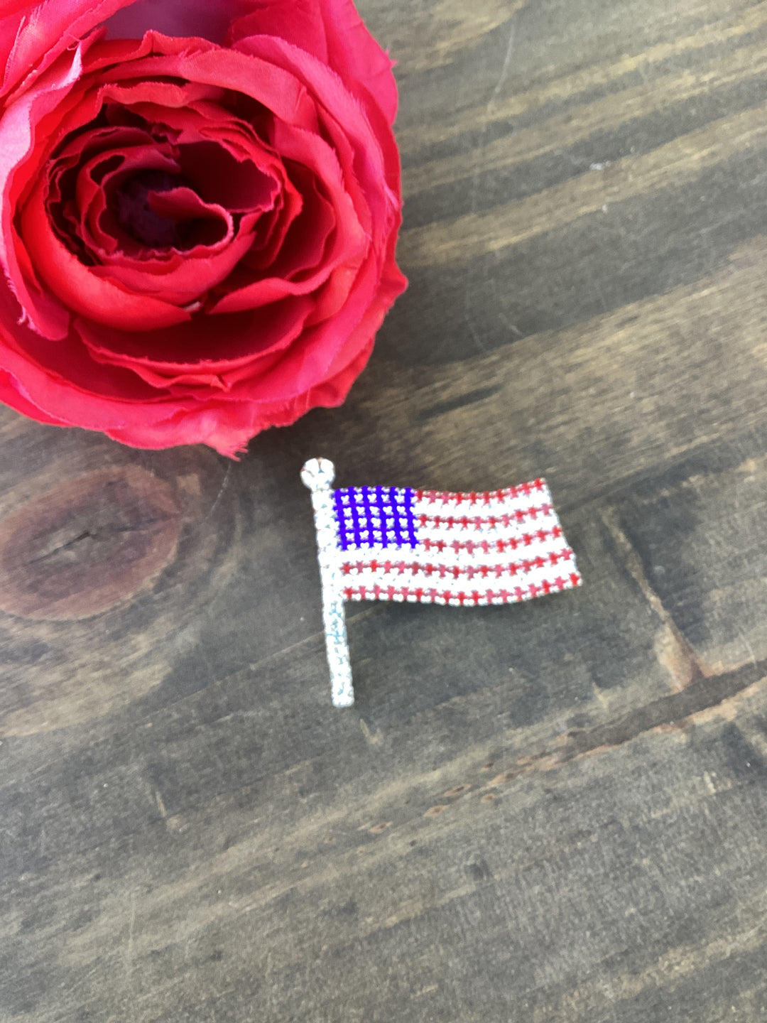 Crystal Flag Pin