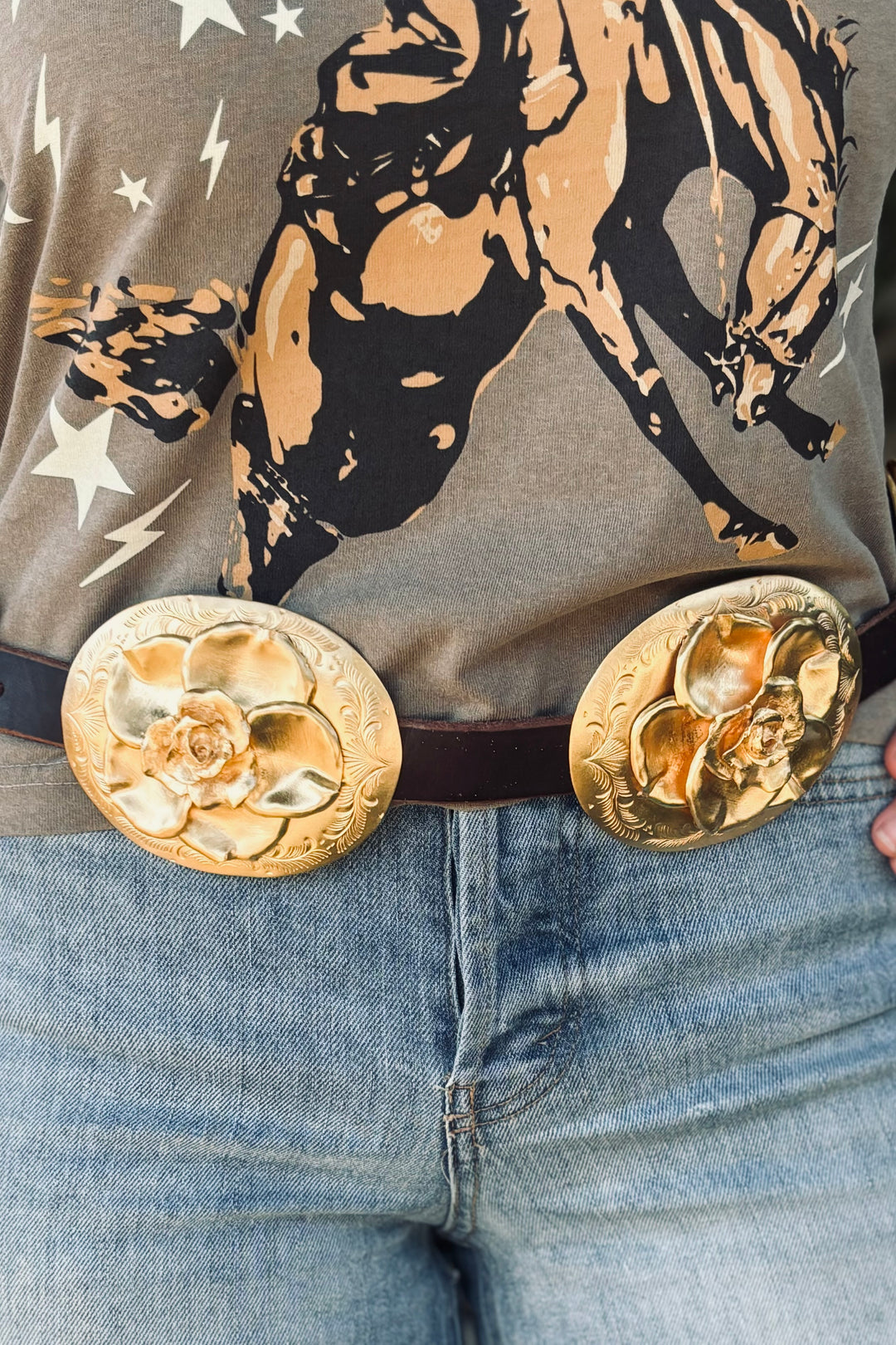 Golden Petals Concho Belt