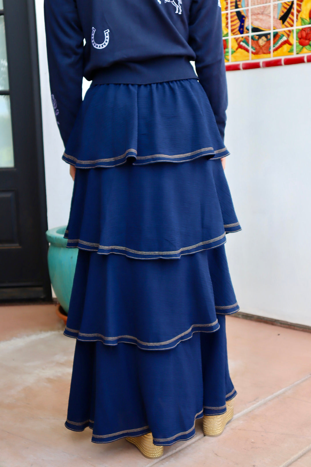 Denim Tiered Skirt
