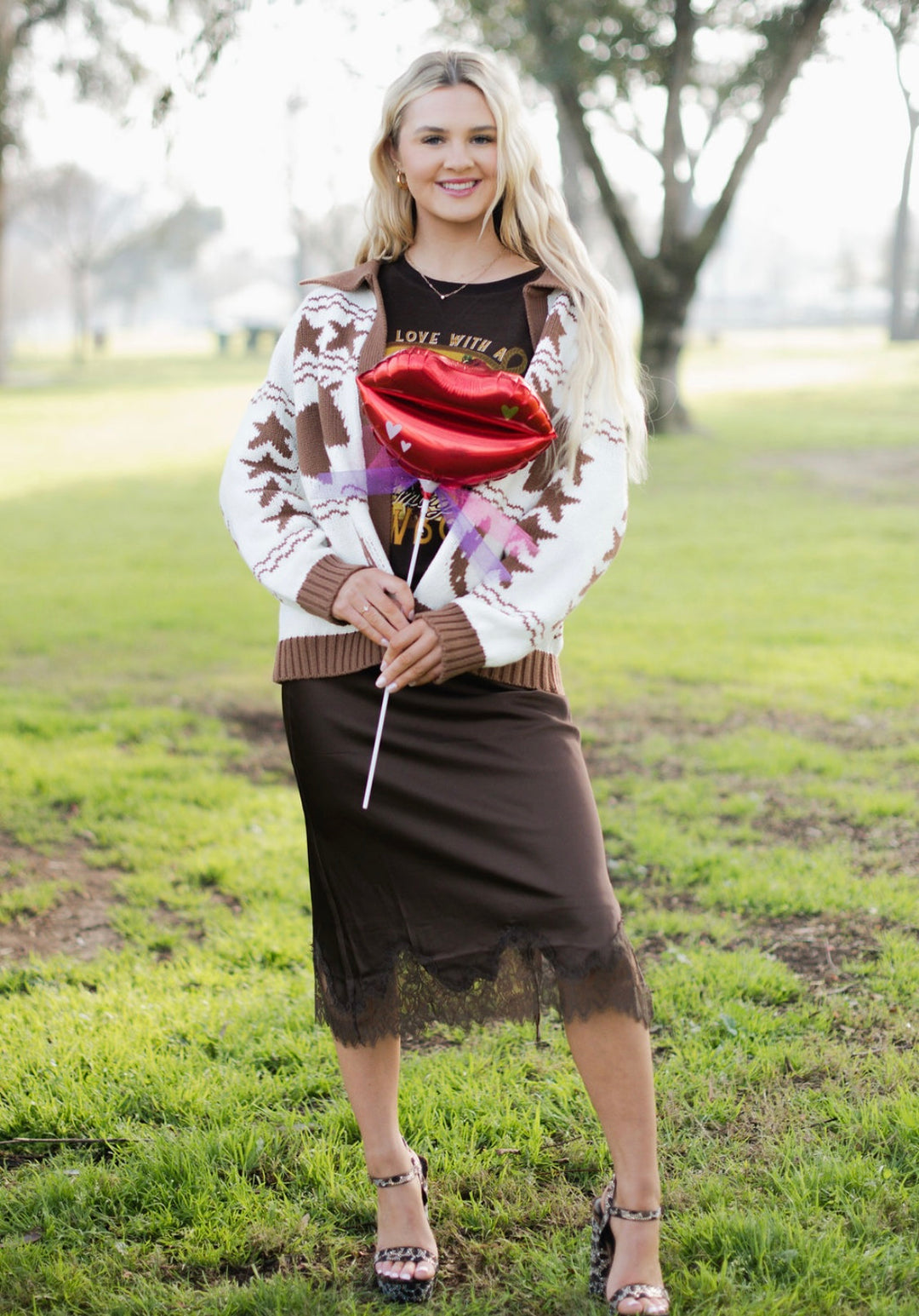 Sexy Satin Brown Skirt
