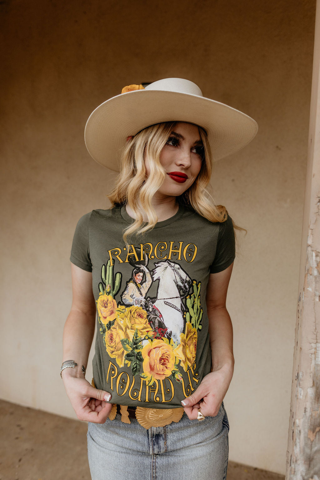Rancho Round Up Olive Tee