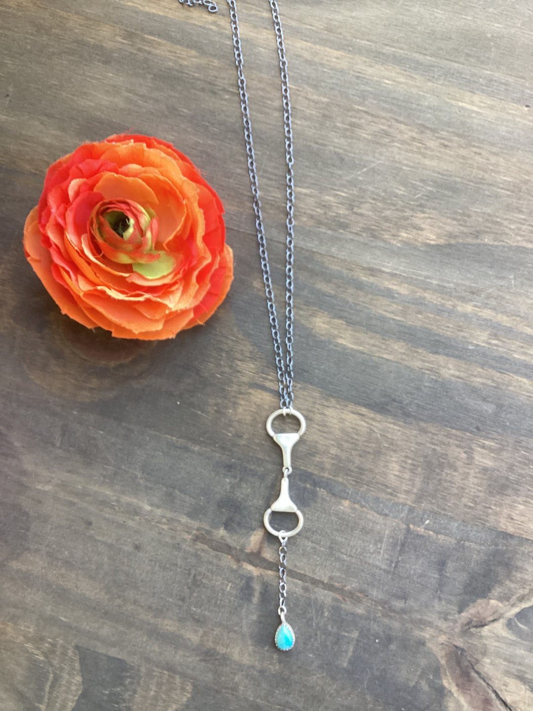 Snaffle Turquoise Drop Necklace