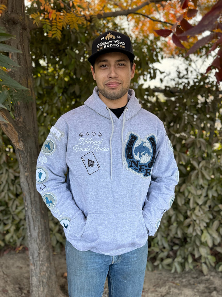 Grey Horse Shoe Patch Hoodie