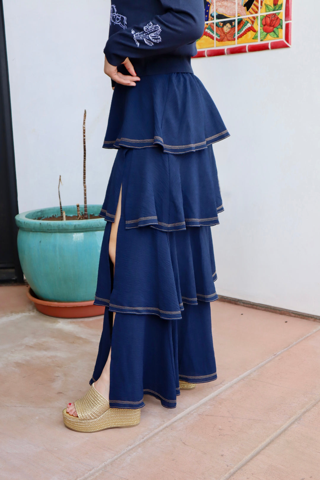 Denim Tiered Skirt