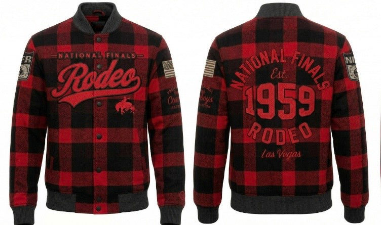 Pre-Order: Red Plaid NFR Bomber Jacket