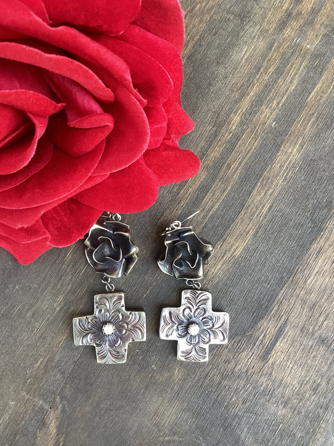 Floral & Cross Earrings