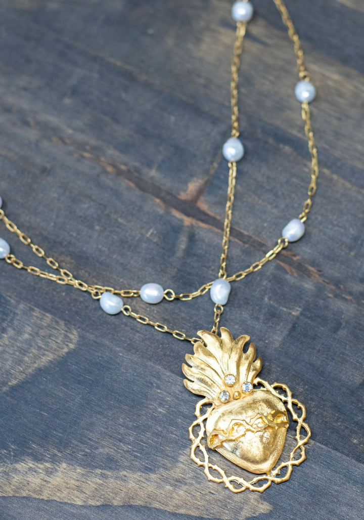 Shinning Gold Heart Necklace