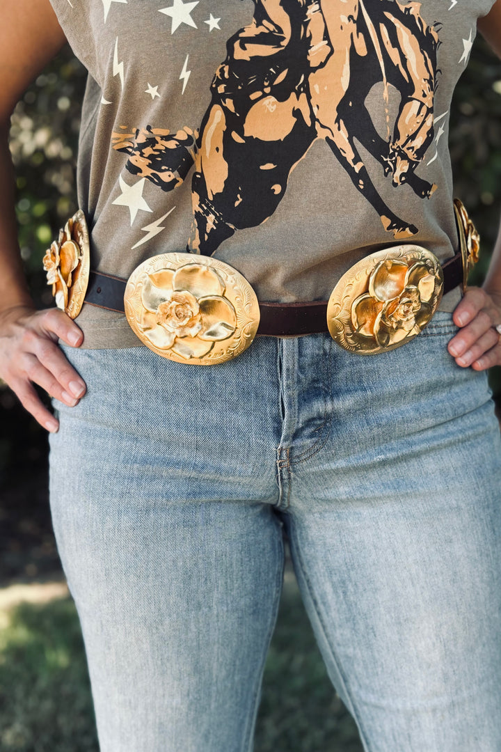 Golden Petals Concho Belt