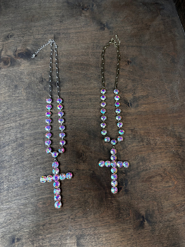 Caring Crystal Cross Necklace