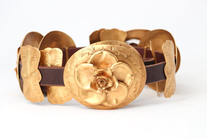 Butterfly and Golden Roses Concho Belt