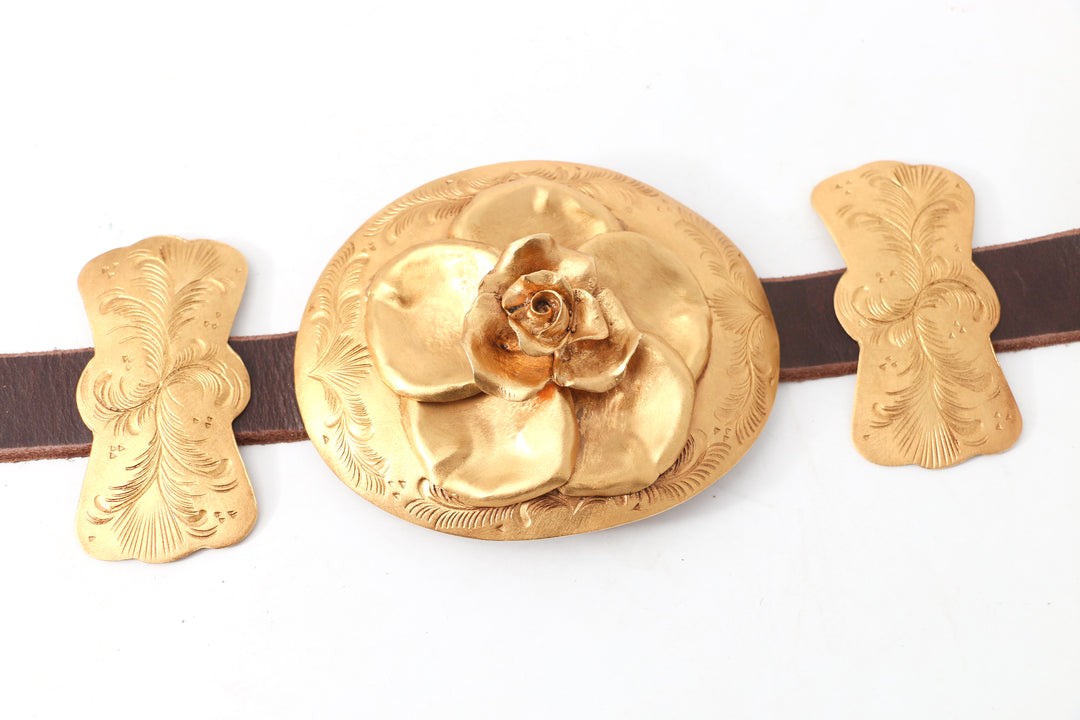 Butterfly and Golden Roses Concho Belt