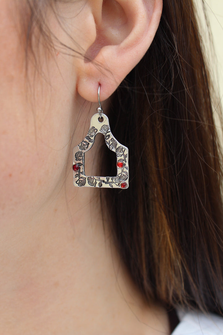 Rose Cattle Tag Earrings