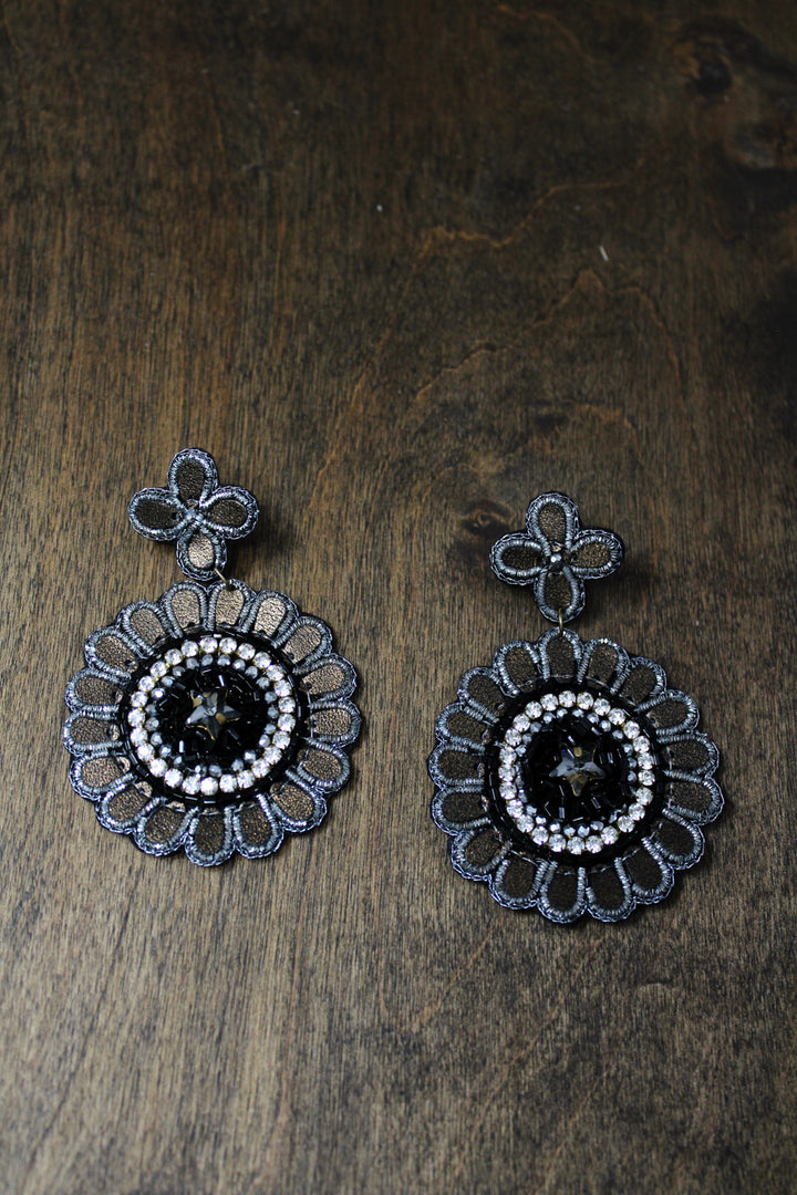 Black Daisy Earrings