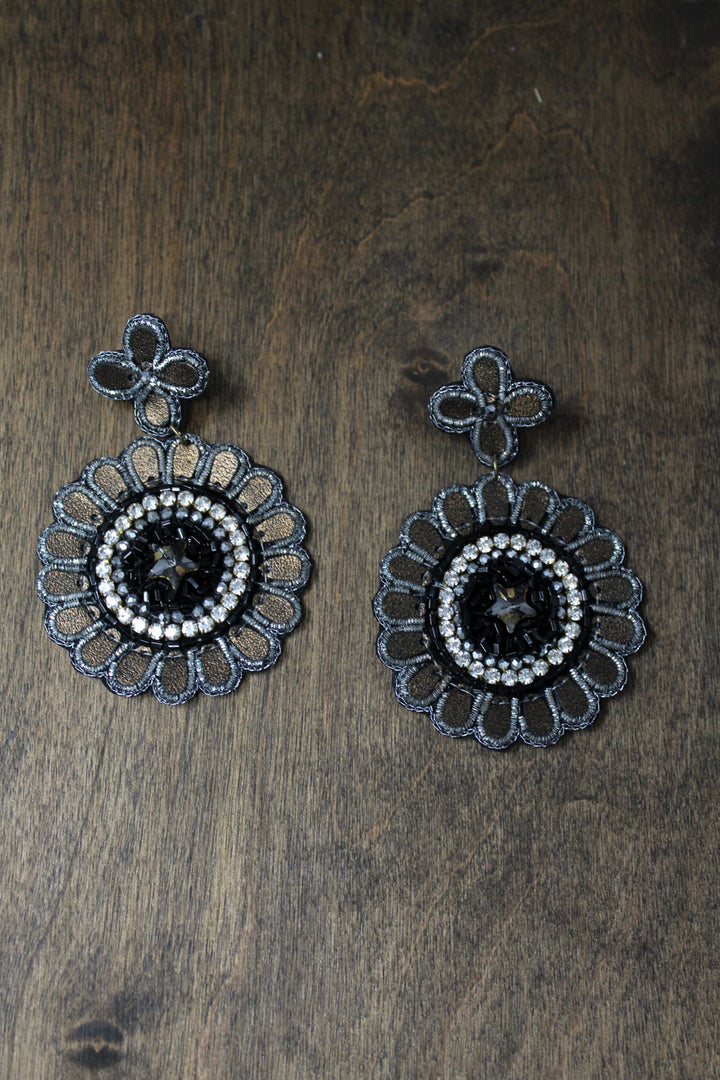 Black Daisy Earrings