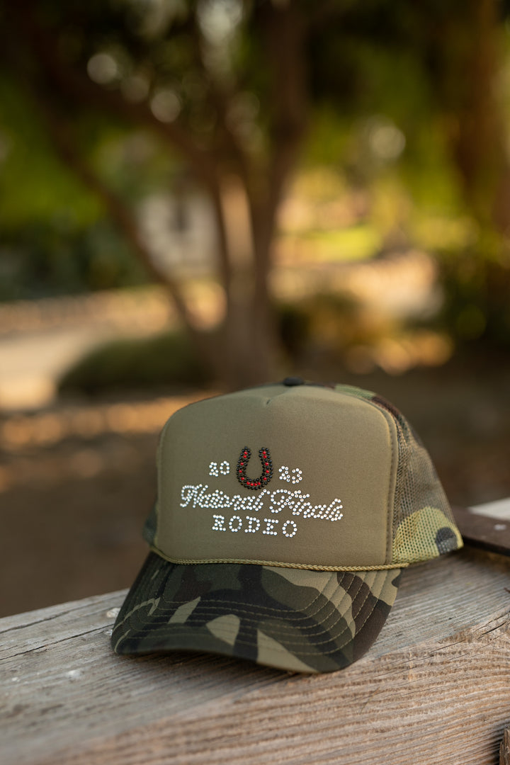Camo NFR Rodeo Rhinestone Hat