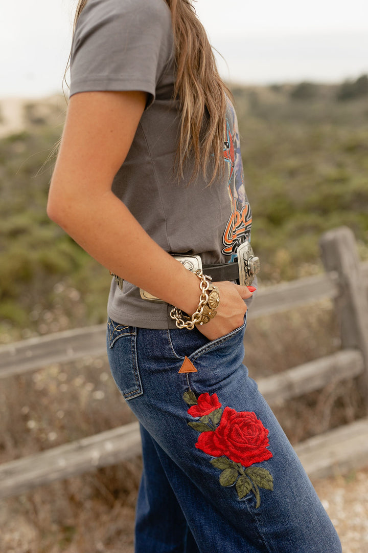 Western Rose Wide Leg Jean