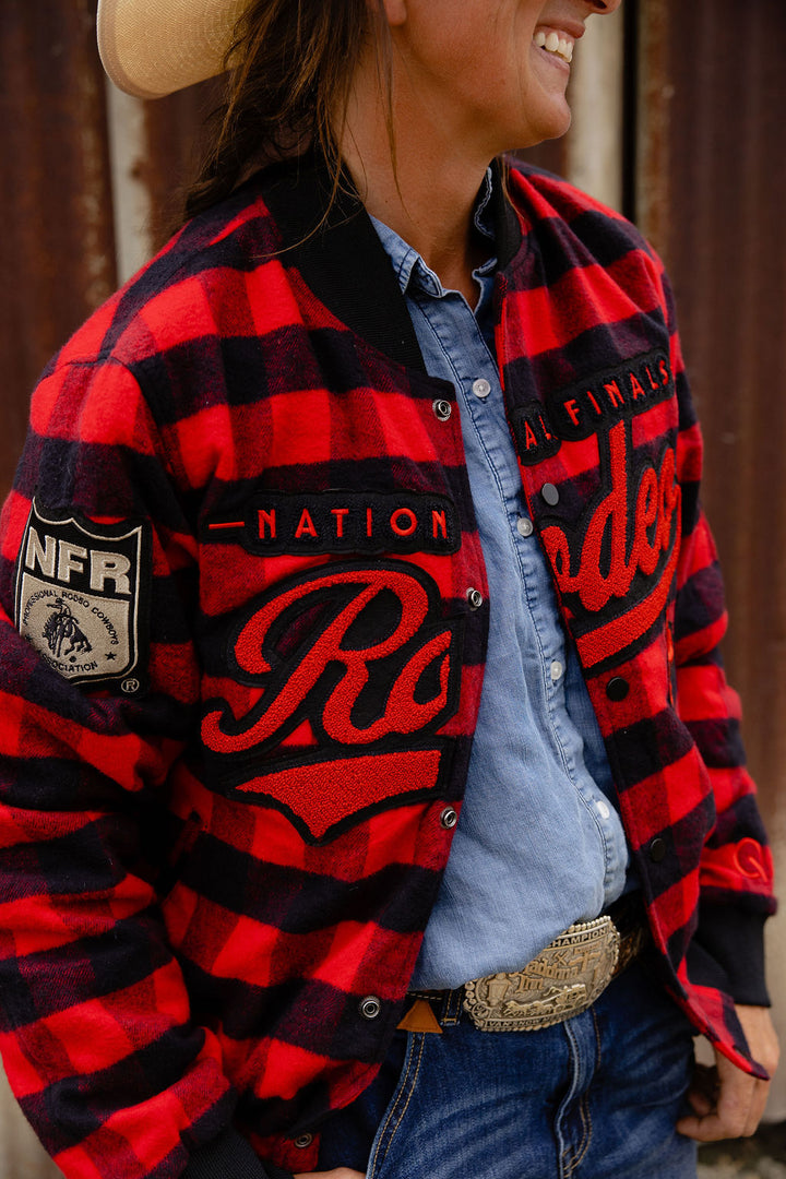 Pre-Order: Red Plaid NFR Bomber Jacket