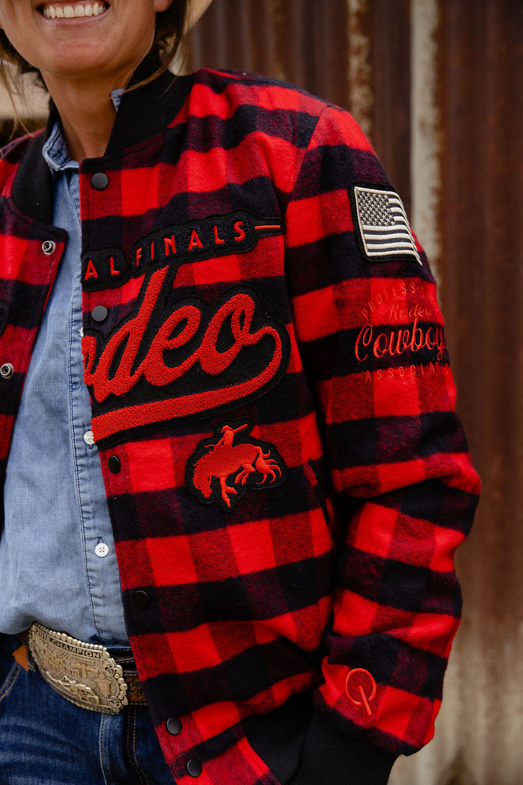 Pre-Order: Red Plaid NFR Bomber Jacket