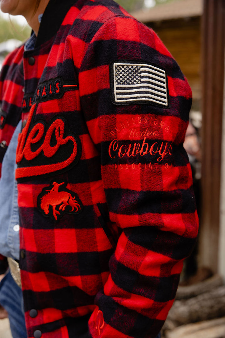 Pre-Order: Red Plaid NFR Bomber Jacket