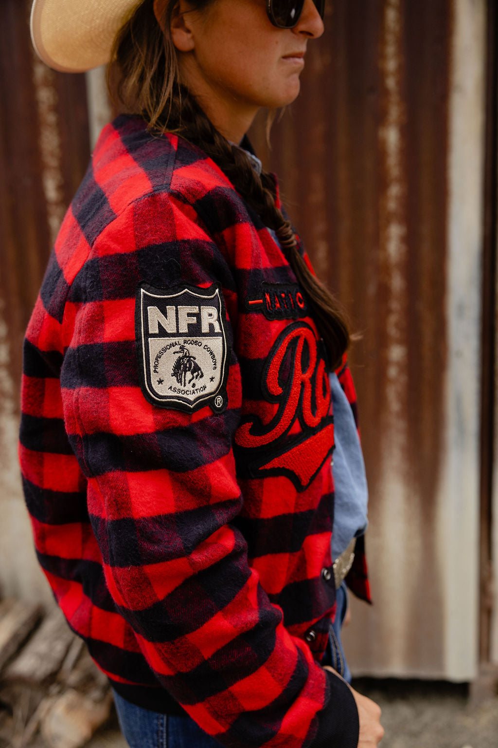 Pre-Order: Red Plaid NFR Bomber Jacket