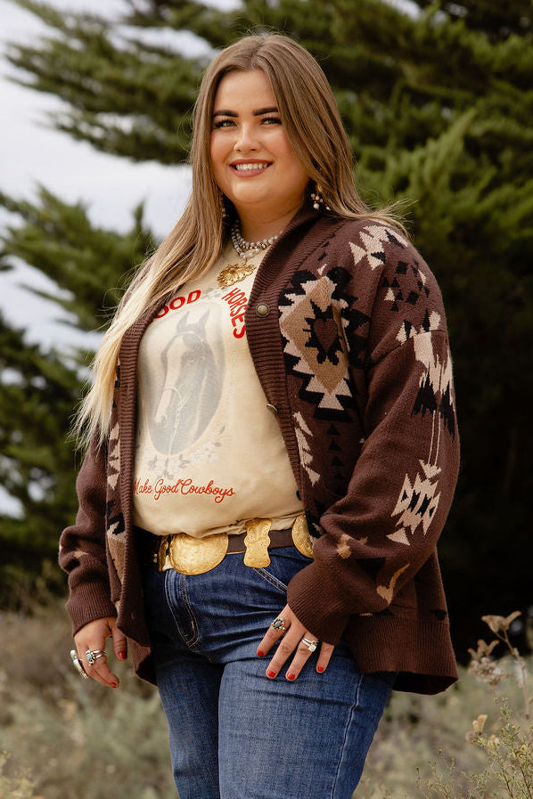 Meysa Ridge Brown Cardigan