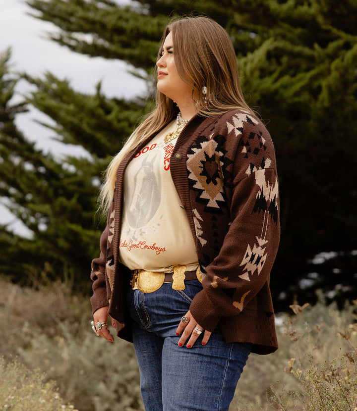Meysa Ridge Brown Cardigan