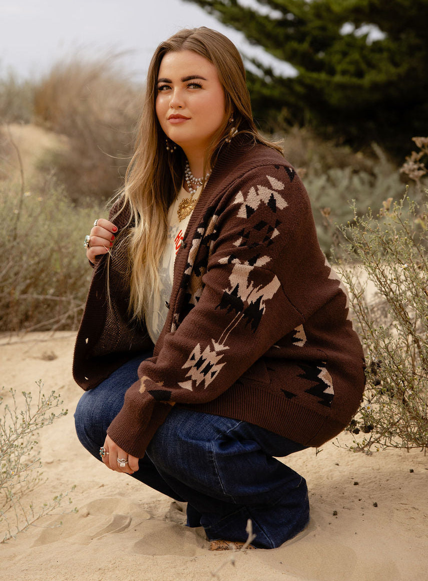 Meysa Ridge Brown Cardigan