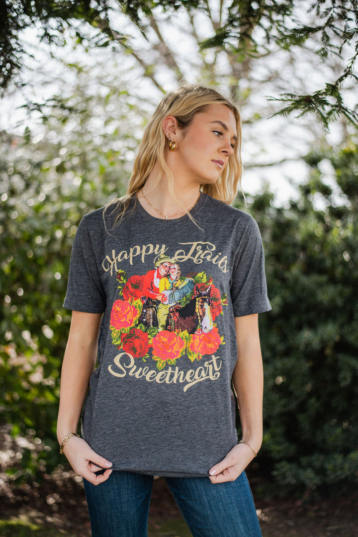 Happy Trails Sweetheart Charcoal Tee