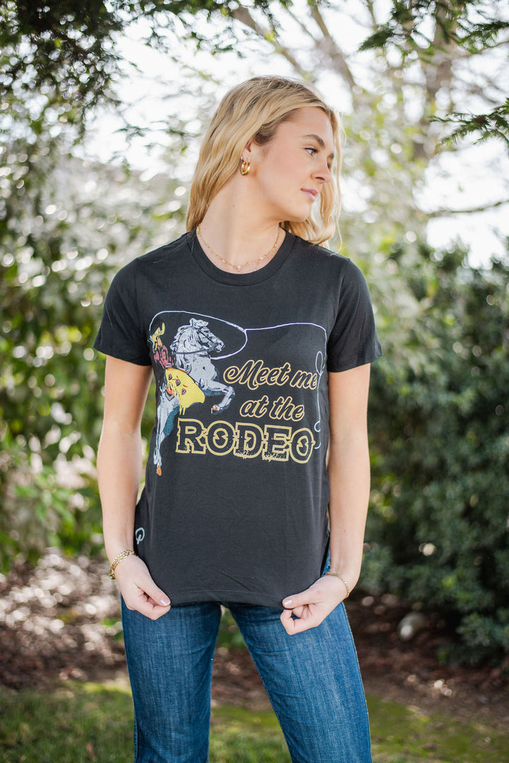 Meet Me At The Rodeo Black Tee