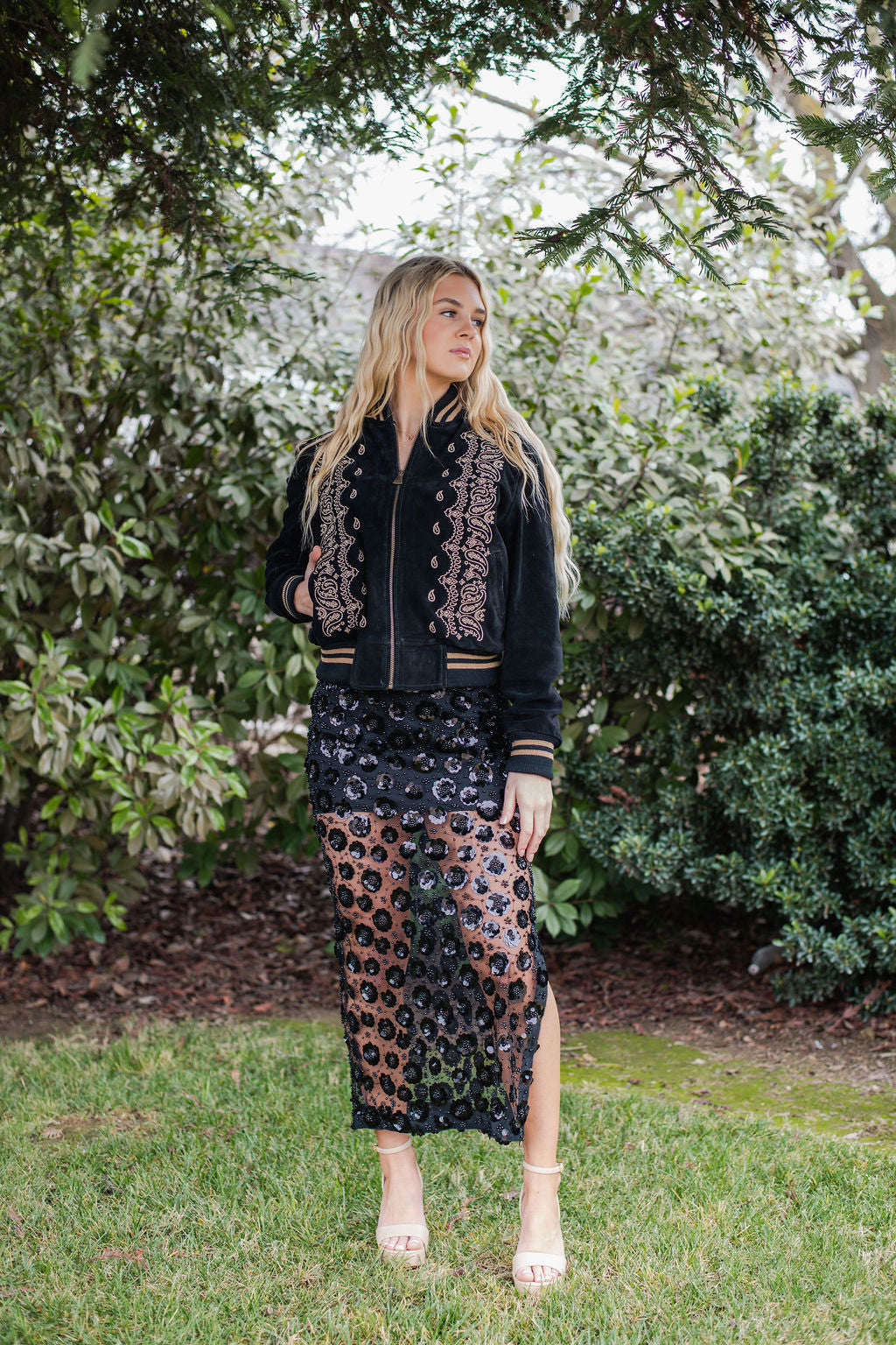 Black Blossoms Skirt