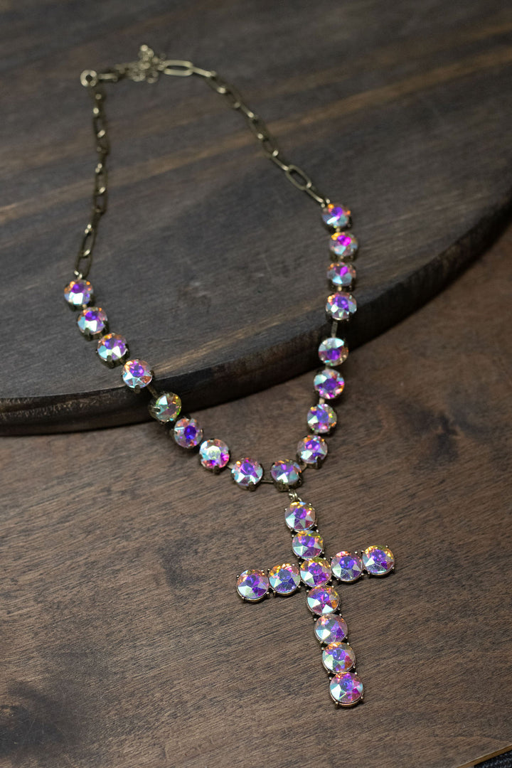 Caring Crystal Cross Necklace
