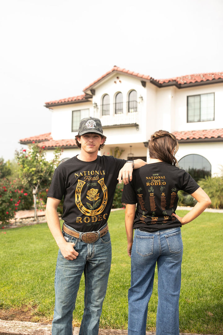 Rodeo Rose Black Tee