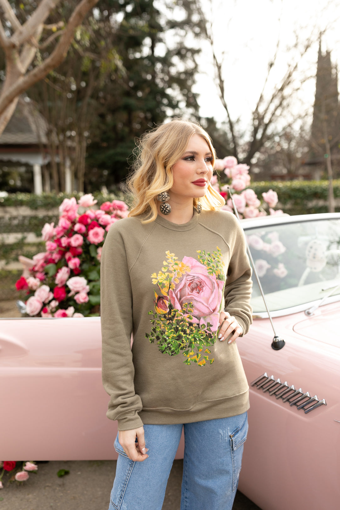Pretty Pink Rose Pullover