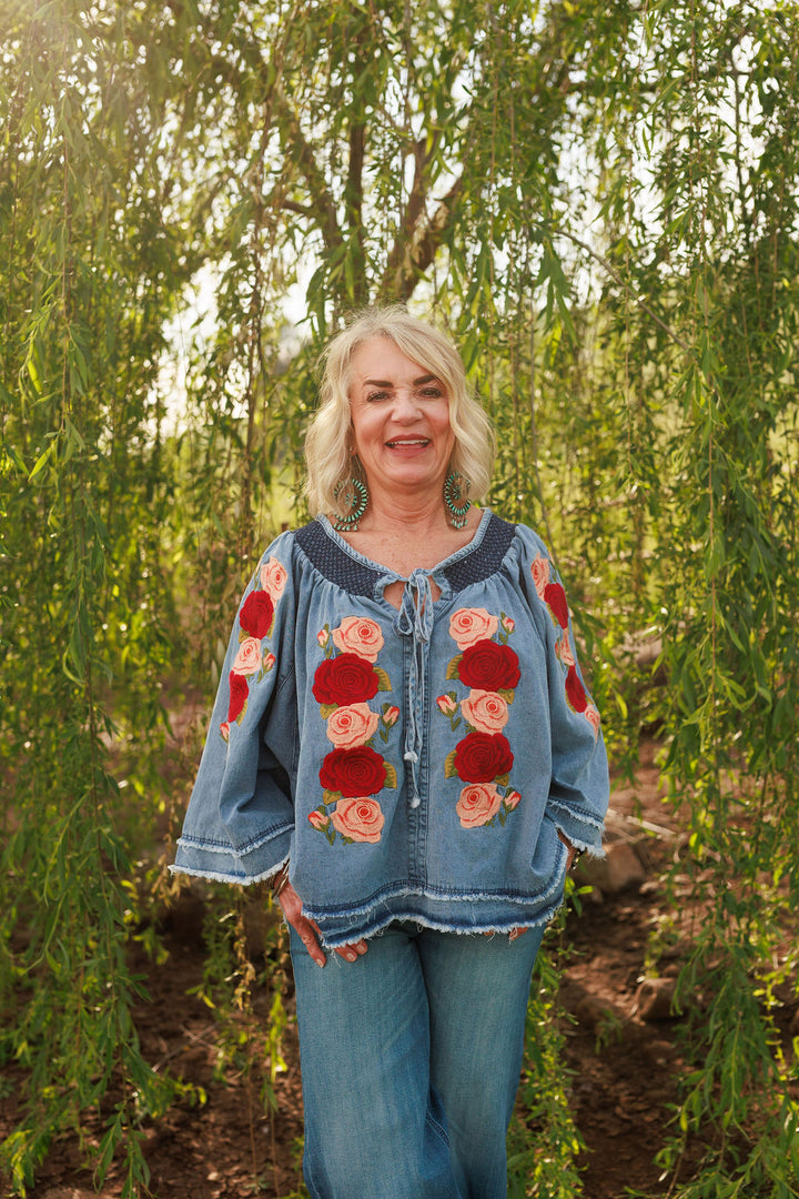 Denim and Rose Top