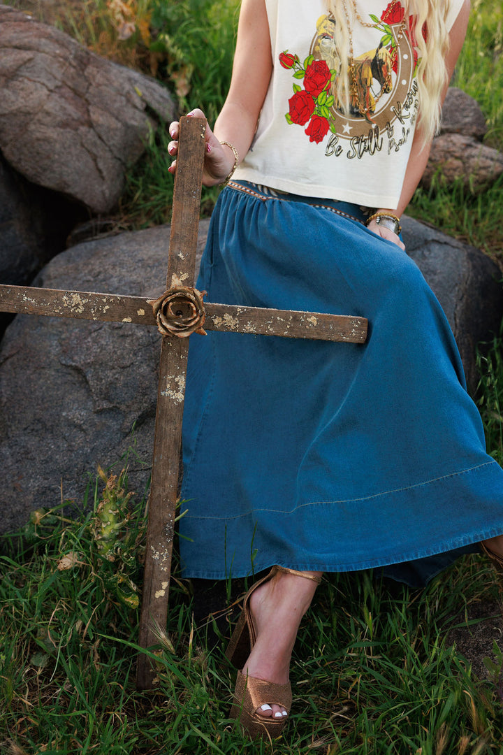 Denim Embroidery Skirt