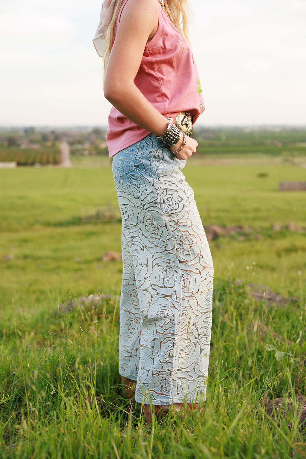 Faded Denim Rose Pant