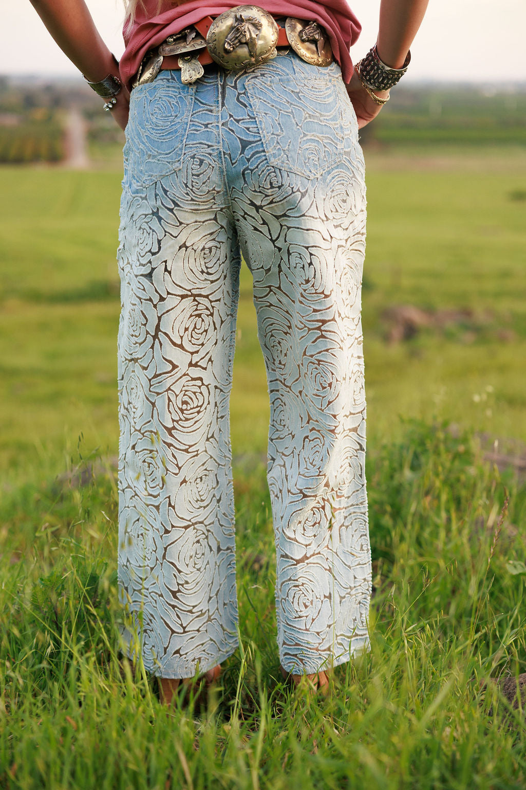 Faded Denim Rose Pant