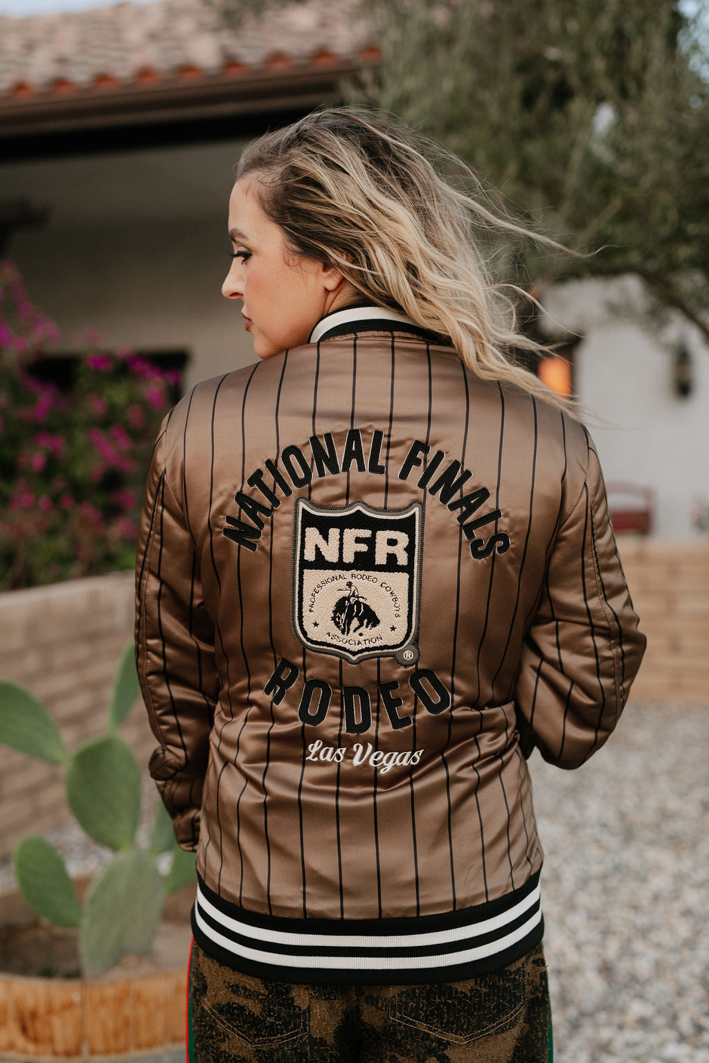Pre-Order: Olive Pinstripe NFR Bomber Jacket