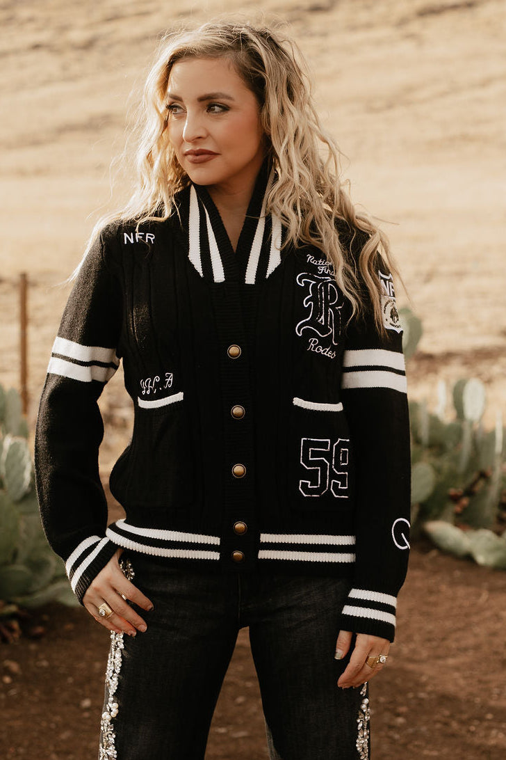 Pre-Order: Black Varsity NFR Sweater