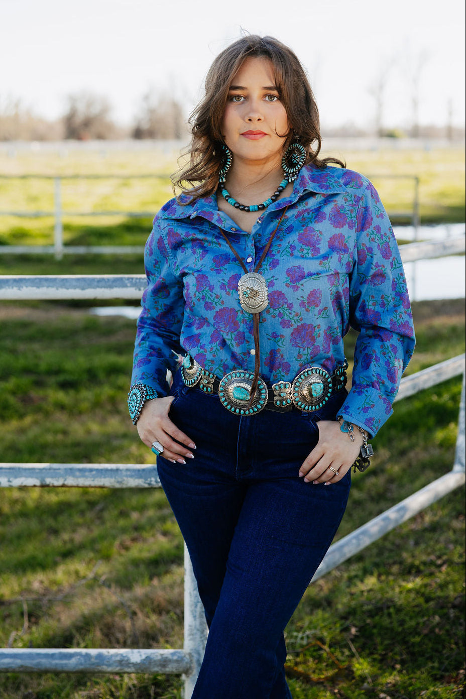 Denim Rose Button Up