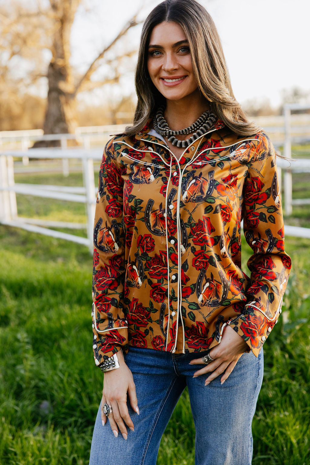 Horses & Horseshoes Button Up