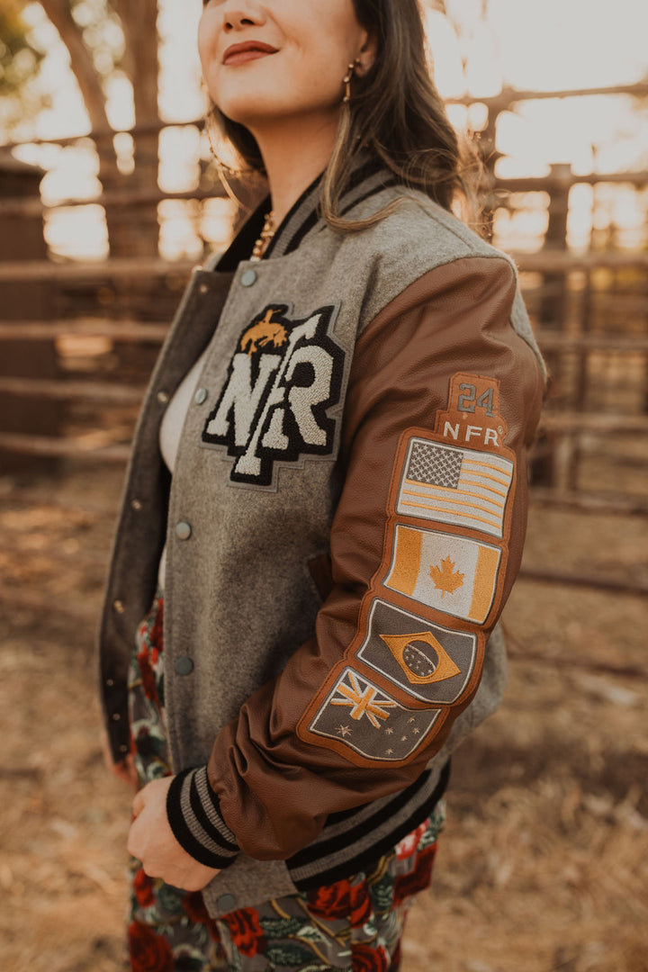 Gray NFR Letterman Jacket