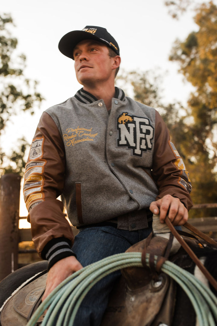 Gray NFR Letterman Jacket