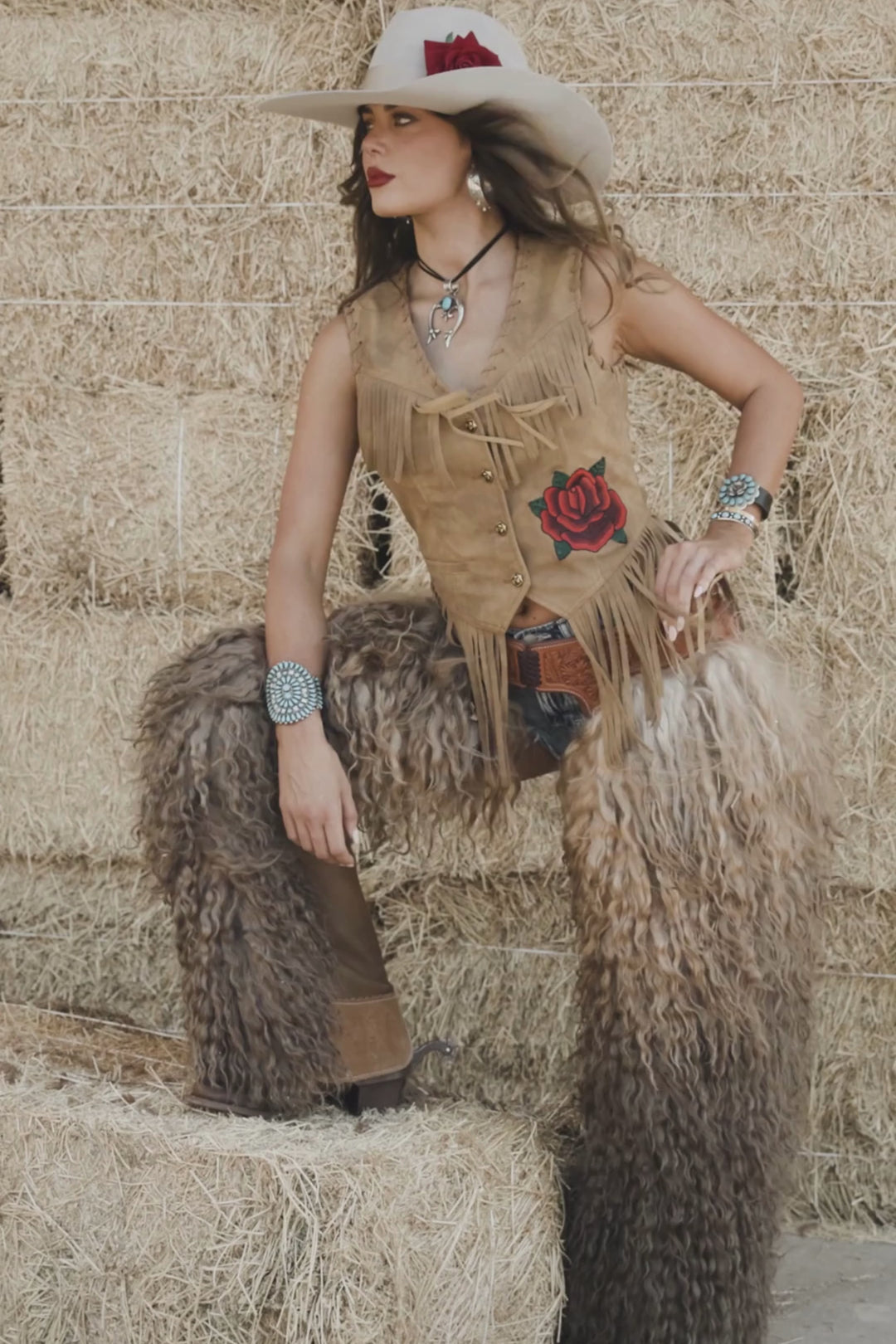 Wild Rose Fringe Vest